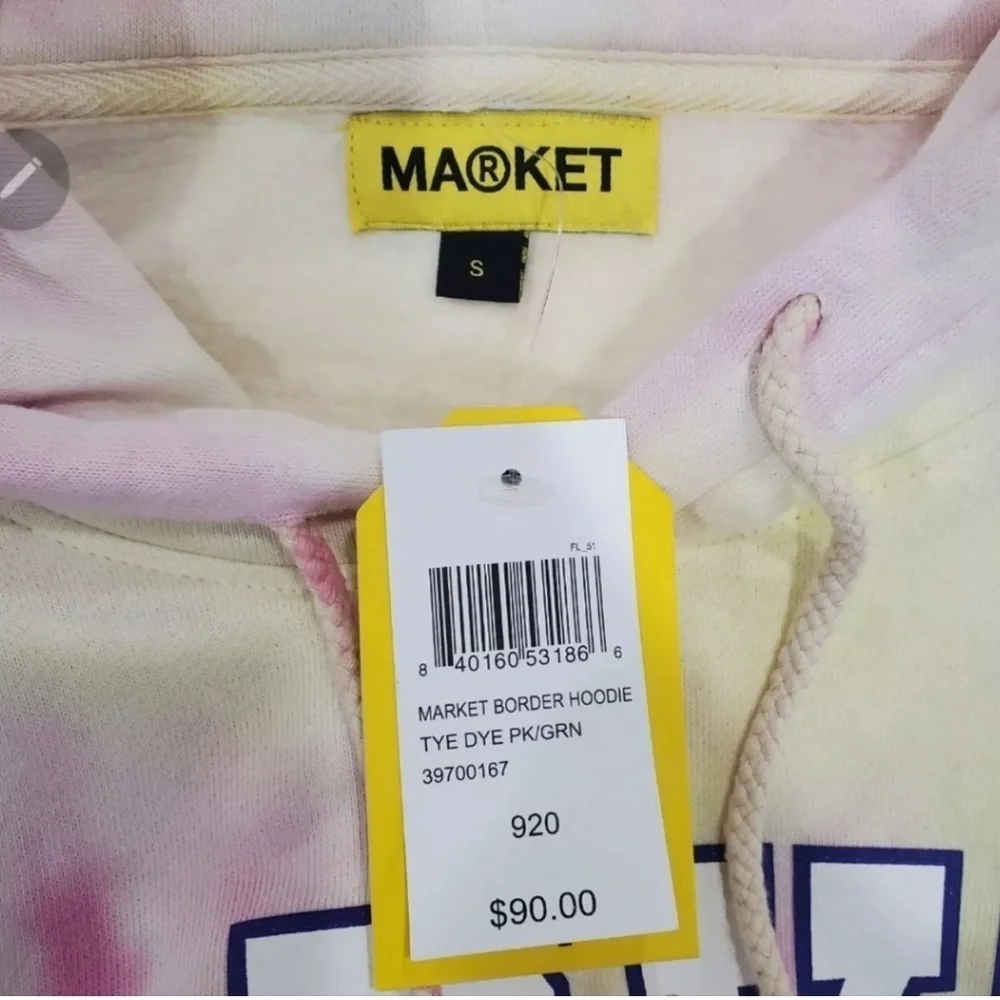 Market Unisex Border Tie Dyed Hoodie - Picture 3 of 3